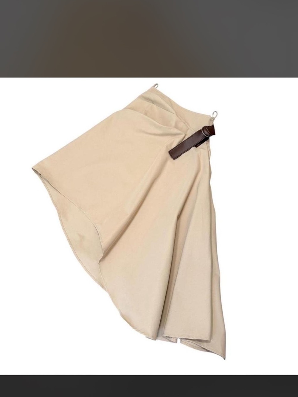 Loewe Beige Asymmetrical Skirt with Brown Belt Detail